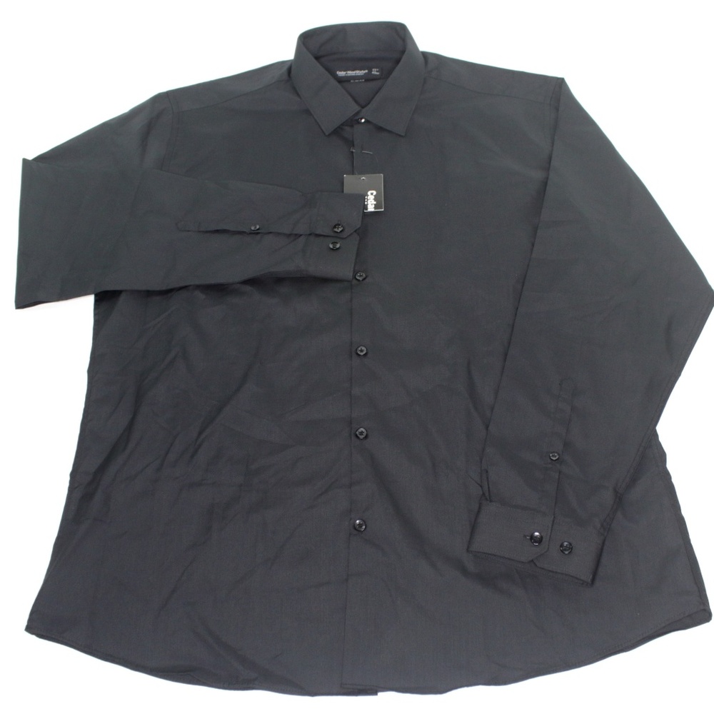 Cedar Wood State Black Button Down Dress Shirt New